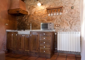 Wooden kitchen of the rural house 