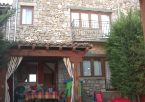  Entrance to the rural house with porch 