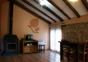  Living room and dining room with sloping ceilings 