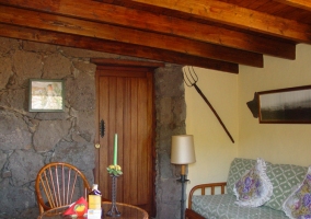  Kitchen with exposed beams 