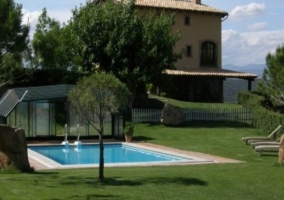 Pool and hammocks on the lawn 