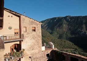 Facade with mountains 