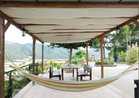  Tent with tables and hammock 