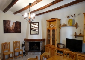  Living room - dining room with fireplace 