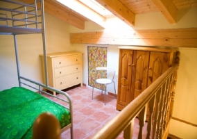  Yellow bunk beds in the attic 