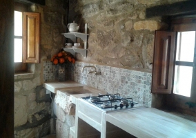  Bedroom in the mezzanine with quilts 