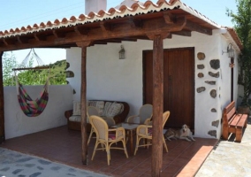  Access to the house and porch with palm trees 