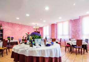  Dining room of the house with breakfast 