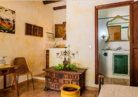  Toilet of the house with mirror over the sink 