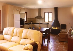  Kitchen with wooden cabinets and windows 