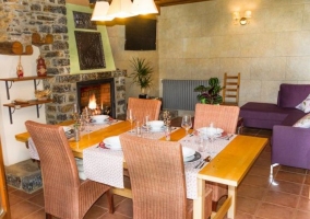  Living room and dining room with fireplace 