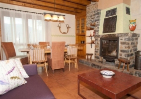  Dining room kitchen with wooden table 