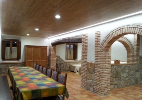  Dining room of the house with table elongated 