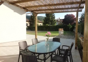  Arbor with garden furniture 