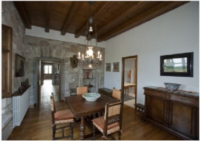  Large dining room with table large wooden with a classic decoration and somewhat seigniorial 