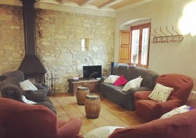  Kitchen of the house with wooden furniture and microwave 