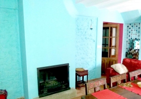  Living room of the house with wooden table 