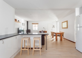  House with the kitchen connected to the living room 