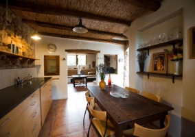  Double bedroom with stone wall 