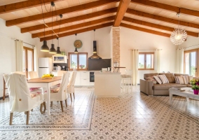  White kitchen with office area 