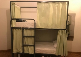 Bunk bed in one of the 8-seater rooms 