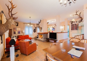  living room with fireplace and details 