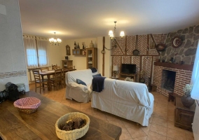  Living room with fireplace and table by the window 