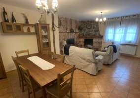  Living room with wooden dining table 